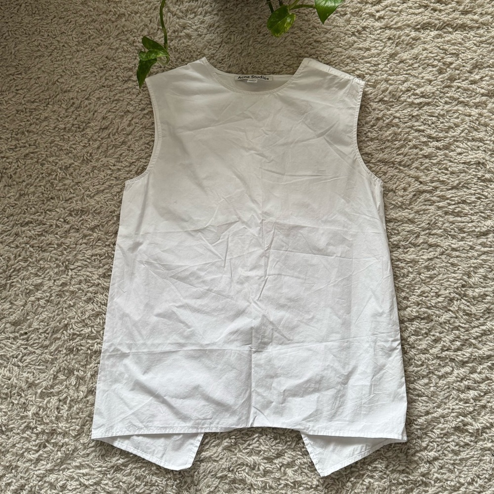 Acne Studios White sleeveless Tip Open Back Gold Buttons